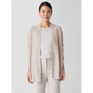 Eileen Fisher NWT Open Front Cardigan Sweater Neutral Beige Relaxed Fit Women